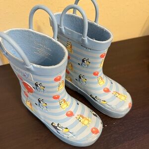 Lucy Light Bluey Striped Kids Rain Boots